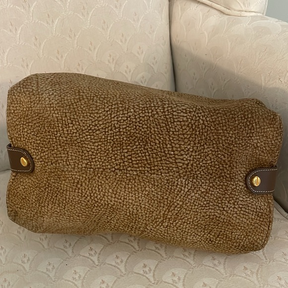 Borbonese Redwall Suede Textured Brown Dual Handle Satchel Bag EUC - Picture 8 of 16